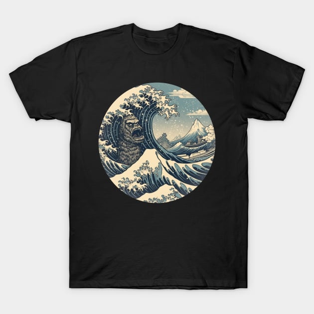 "The Great Wave of Bigfoot" - Sasquatch Kanagawa Design T-Shirt by ThatVibe